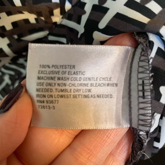 Worthington Top Dressy Blouse Black White Tie On Side Size Large - Picture 7 of 8